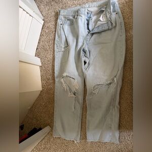 Old Navy Light Wash Slouchy Straight Leg Ripped Jeans